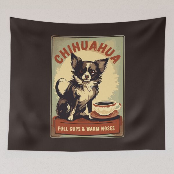 Item preview, Chihuahua Cafe Vintage Sign - Full Cups & Warm Noses designed and sold by Triplicate Limited.