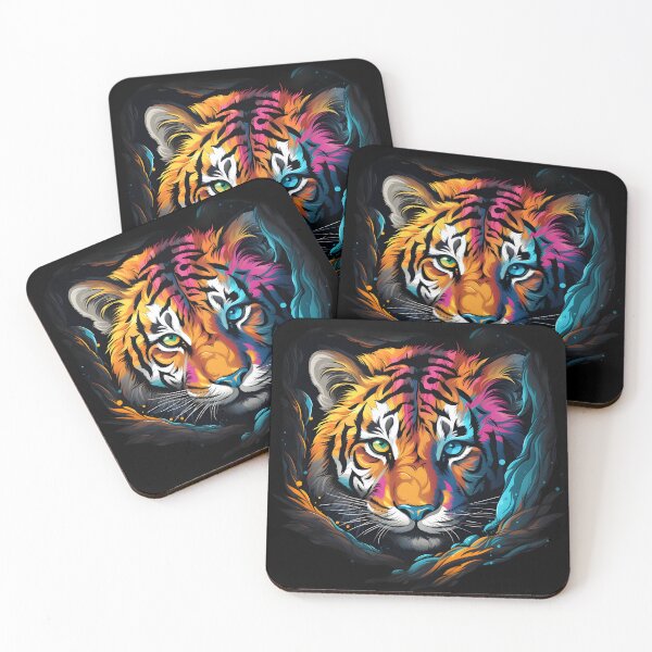 Item preview, tiger face forest Hand painted watercolor tiger Colorful designed and sold by KAMESUN.