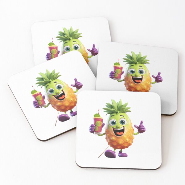Item preview, Fruit smoothie – Mascotte who’s shaking a smoothie, 3D ananas cartoon designed and sold by JansenGS.