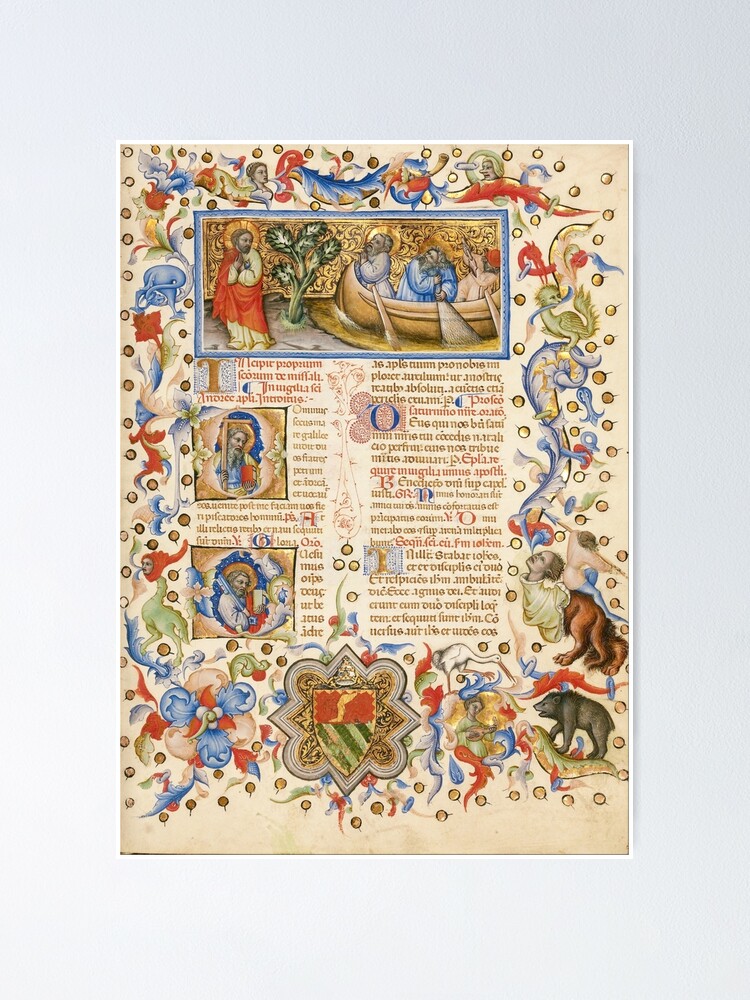 Medieval illuminated manuscript. medieval miniature Poster by