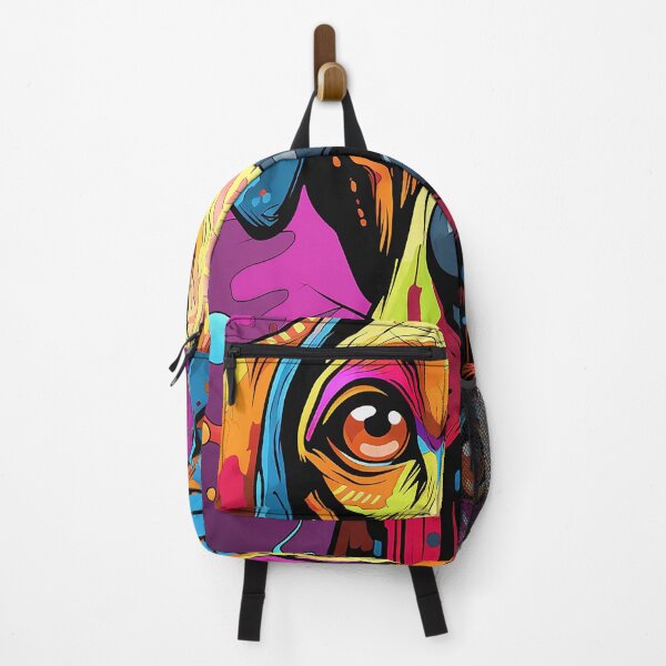 Item preview, Abstract colorful cute dog painting designed and sold by WallWhimsyWorks.