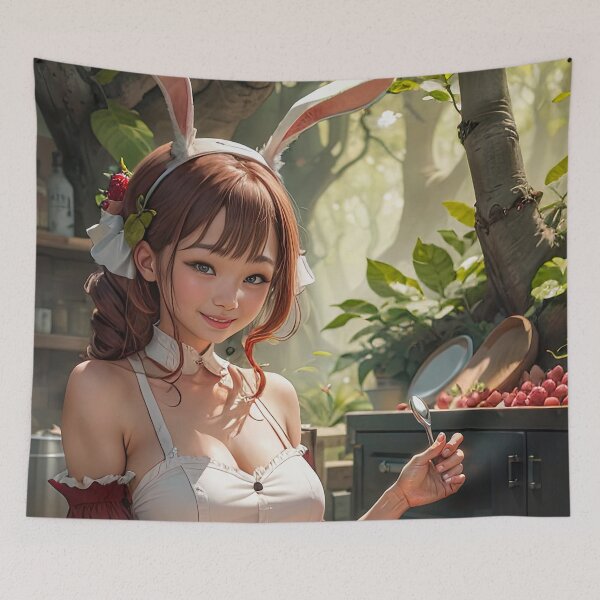 Item preview, Cute asian cook in bunny girl outfit designed and sold by zotilus.
