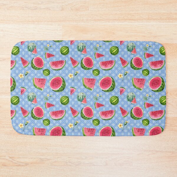 Item preview, Colorful Watercolor Watermelon with Blue and White Tile Pattern designed and sold by ottrain.