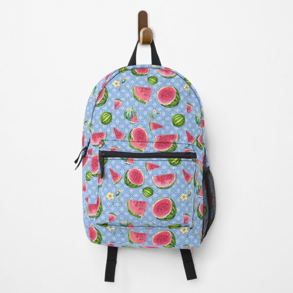 Item preview, Colorful Watercolor Watermelon with Blue and White Tile Pattern designed and sold by ottrain.