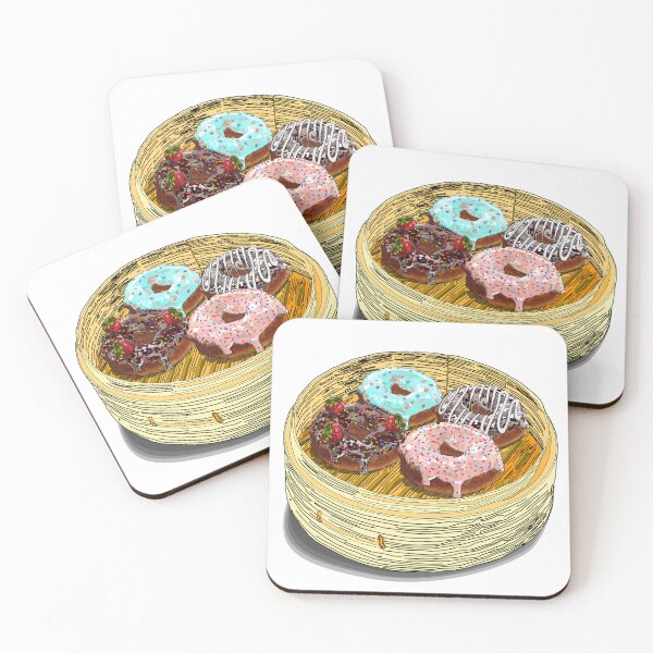 Item preview, 4 donuts served in a bamboo steamer designed and sold by m-yoga-store.