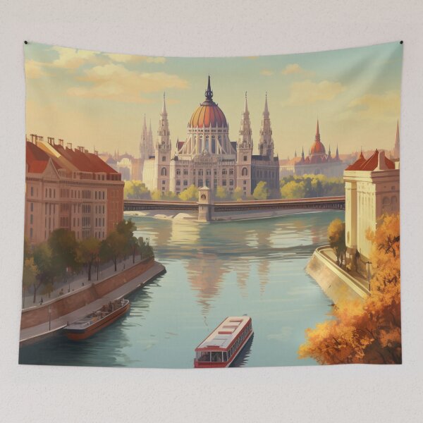 Item preview, A Vintage Travel Illustration of Budapest - Hungary designed and sold by GoodOldVintage.