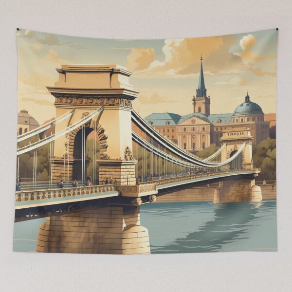 Item preview, A Vintage Travel Illustration of Budapest - Hungary designed and sold by GoodOldVintage.