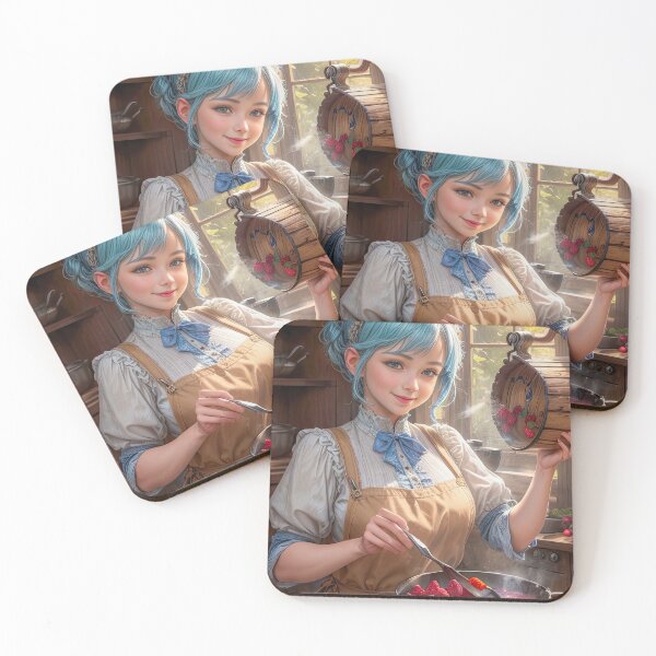 Item preview, Portrait of pretty girl with blue hair in baroque costume in kitchen designed and sold by zotilus.