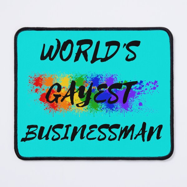 Item preview, World's Gayest Businessman Queer Humor With Rainbow Colors For Proud Gay Businessmen In Cyan designed and sold by LuckyKermit.