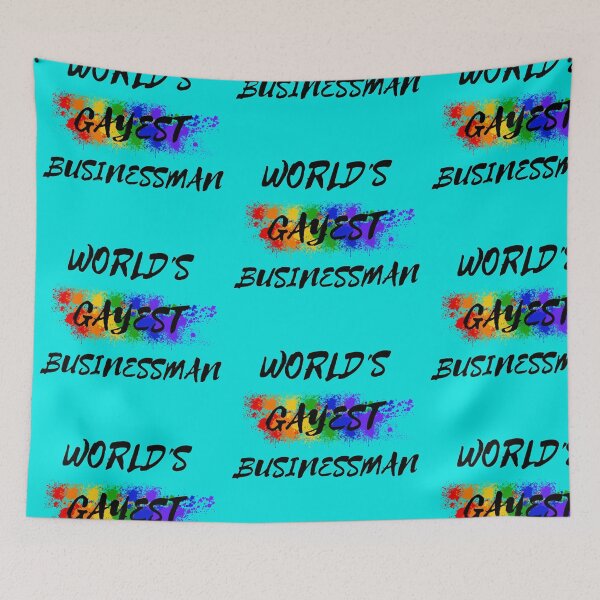 Item preview, World's Gayest Businessman Queer Humor With Rainbow Colors For Proud Gay Businessmen  In Cyan designed and sold by LuckyKermit.