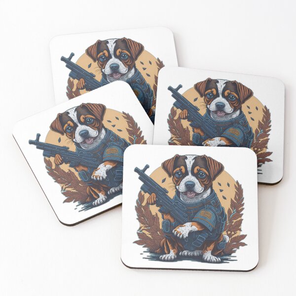 Item preview, Dog With Gun Illustration Art designed and sold by Heart Stamp.