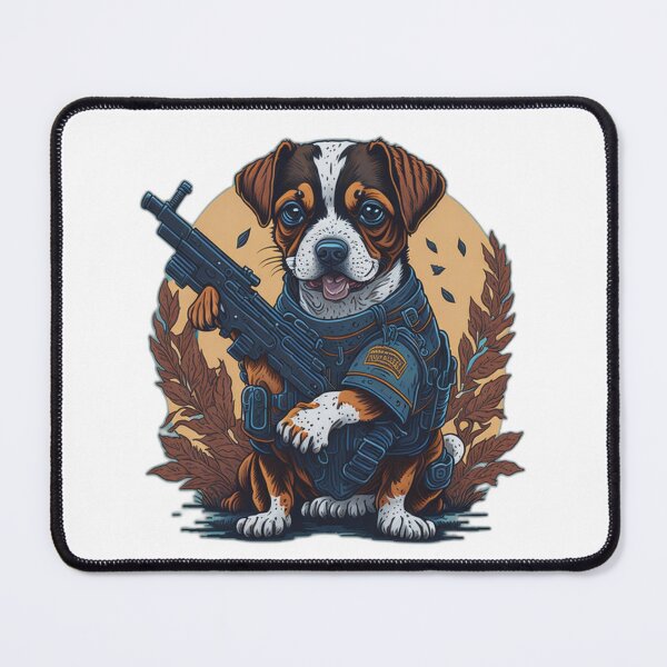 Item preview, Dog With Gun Illustration Art designed and sold by Heart Stamp.