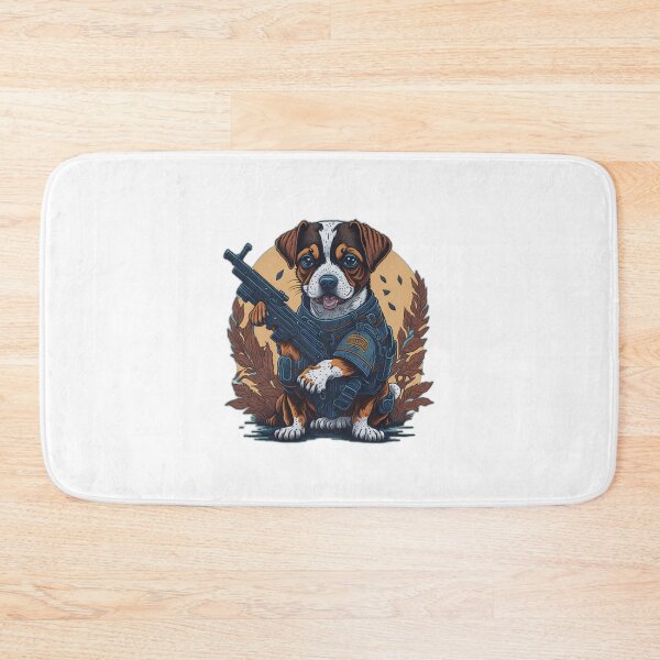 Item preview, Dog With Gun Illustration Art designed and sold by Heart Stamp.