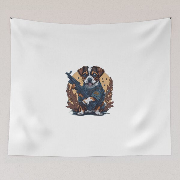 Item preview, Dog With Gun Illustration Art designed and sold by Heart Stamp.