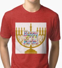 Purim, Jews, King Ahasuerus, Queen Vashti, Jewish girl, Esther, antisemitic Haman, Mordechai, feast Tri-blend T-Shirt