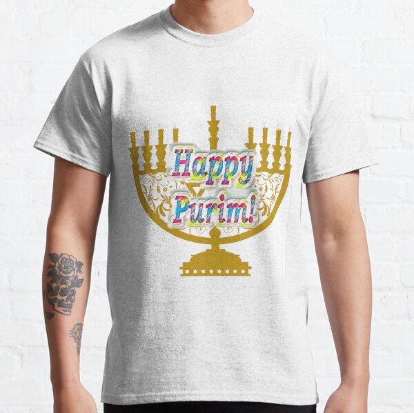 Purim, Jews, King Ahasuerus, Queen Vashti, Jewish girl, Esther, antisemitic Haman, Mordechai, feast Classic T-Shirt