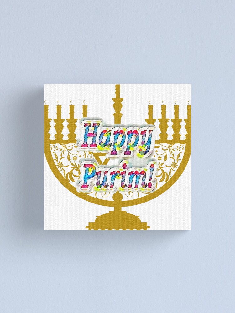 Alternate view of Purim, Jews, King Ahasuerus, Queen Vashti, Jewish girl, Esther, antisemitic Haman, Mordechai, feast Canvas Print