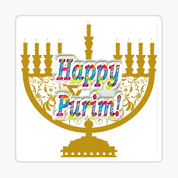 Purim, Jews, King Ahasuerus, Queen Vashti, Jewish girl, Esther, antisemitic Haman, Mordechai, feast Sticker