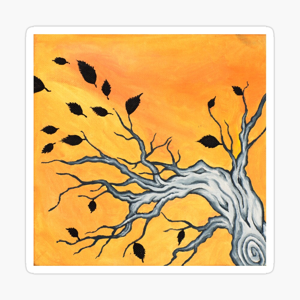 Winter Tree At Sunset Original Painting Art Board Print By Redfinchdesigns Redbubble