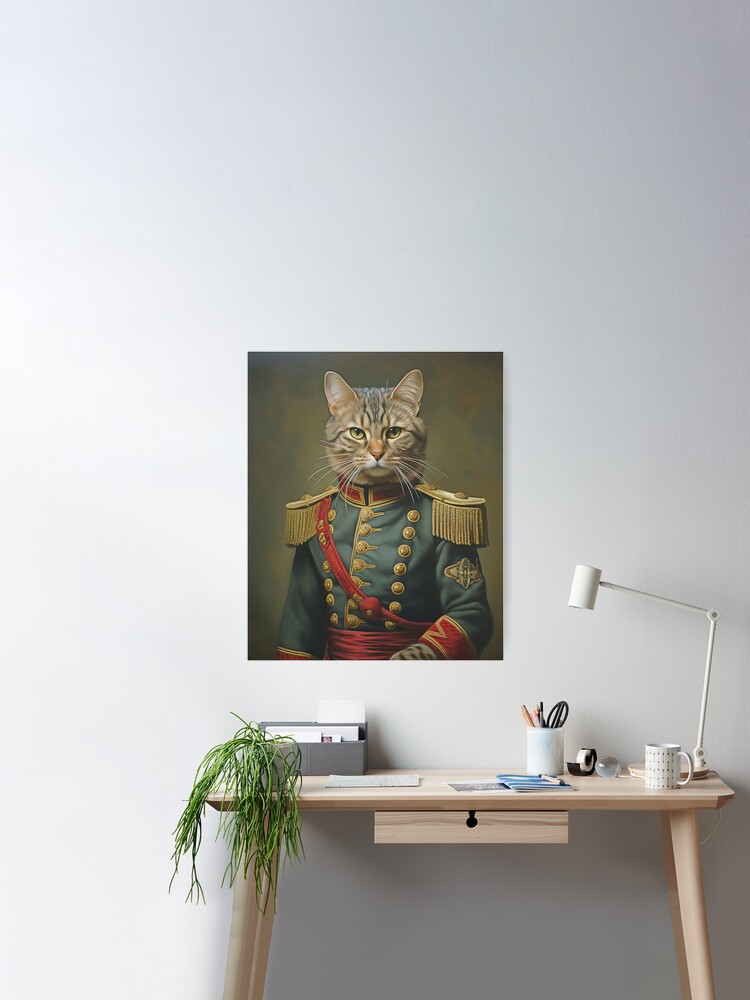 Lion Dressed in Military Uniform Animal Portrait Dressed 