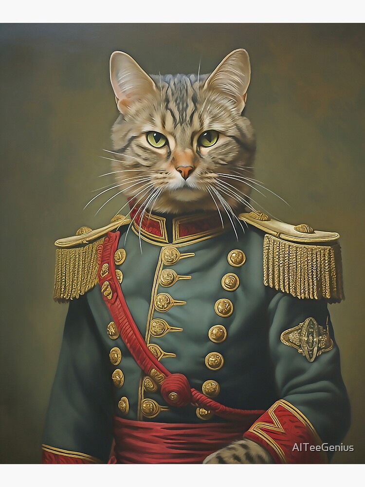 Lion Dressed in Military Uniform Animal Portrait Dressed 