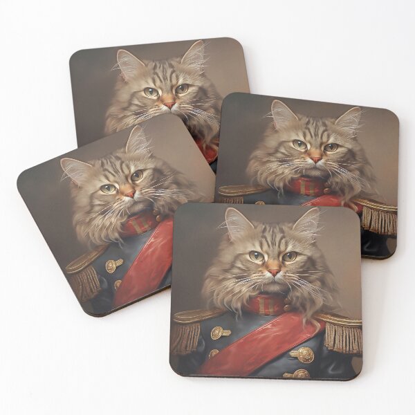 Item preview, Oil Painting Portrait of Long-Haired Cat in Military Uniform, Gift for Cats Lover - Pet Gift designed and sold by AITeeGenius.