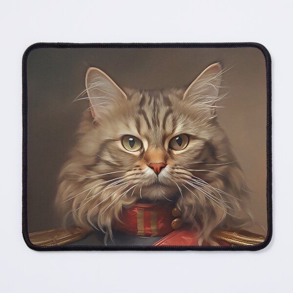 Item preview, Oil Painting Portrait of Long-Haired Cat in Military Uniform, Gift for Cats Lover - Pet Gift designed and sold by AITeeGenius.