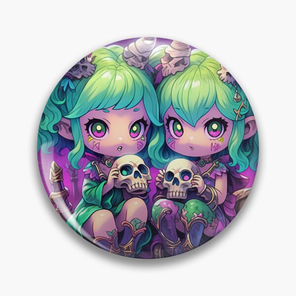 Item preview, Cute Chibi Demon Anime Girl Sisters designed and sold by bubblegoth.