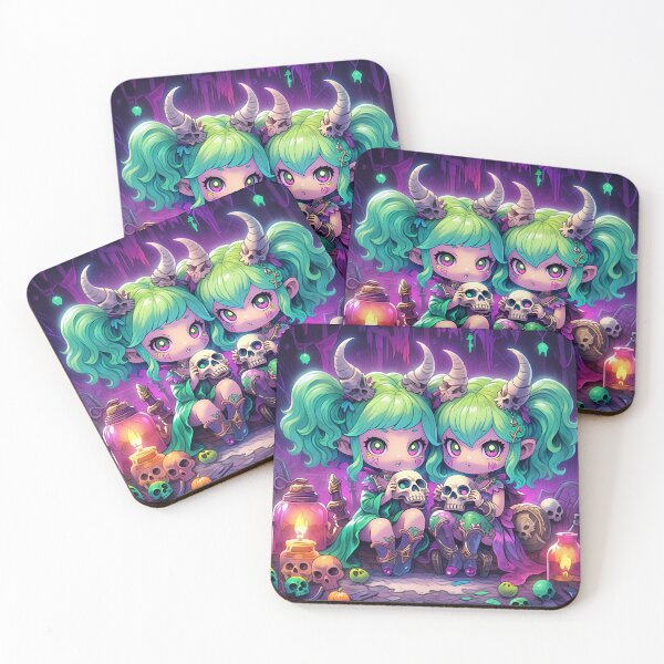 Item preview, Cute Chibi Demon Anime Girl Sisters designed and sold by bubblegoth.