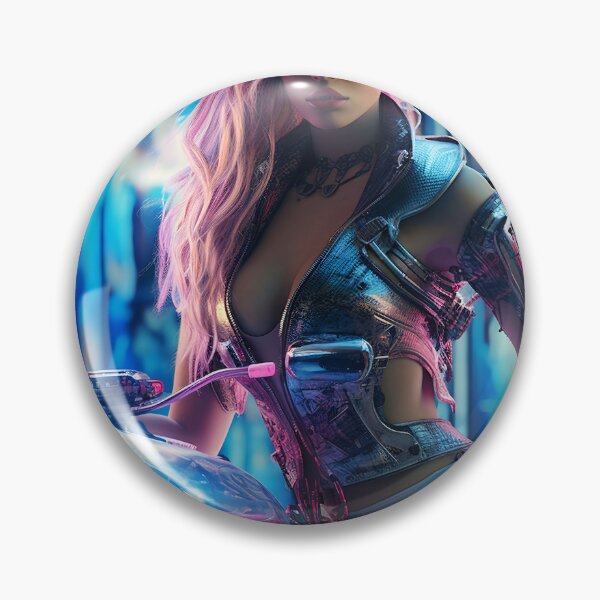 Item preview, Cyborg girl motorcycle rider - Cyberpunk 4 designed and sold by Red Witch Art.