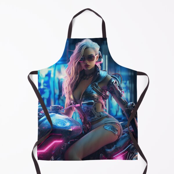 Item preview, Cyborg girl motorcycle rider - Cyberpunk 4 designed and sold by Red Witch Art.