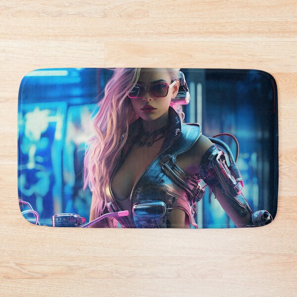 Item preview, Cyborg girl motorcycle rider - Cyberpunk 4 designed and sold by Red Witch Art.