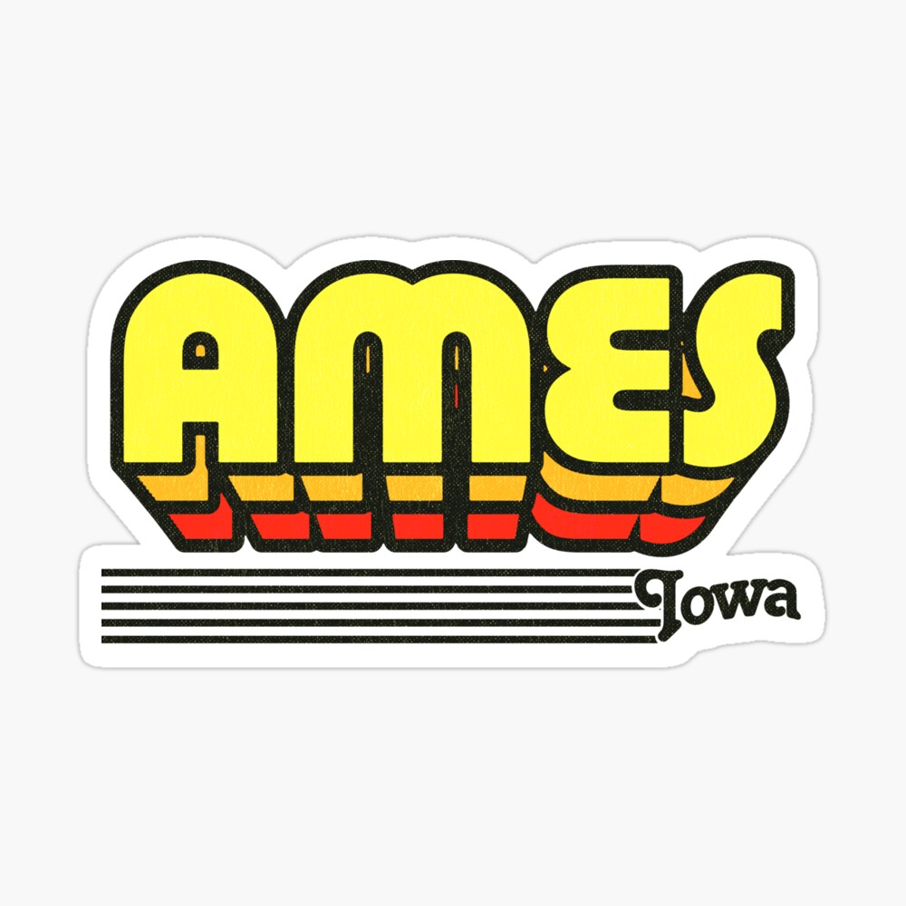 Ames, Iowa | Retro Stripes Sticker