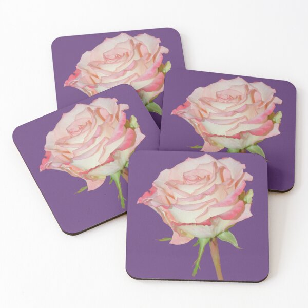 Item preview, Pink Rose Open Bloom - purple background designed and sold by Louise-Mae.