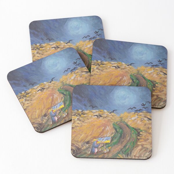 Item preview, Vincent Van Gogh penguin painting wheatfields with crows.  designed and sold by PenguinGirl-Art.