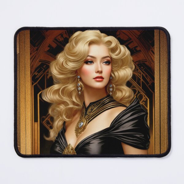 Item preview, Blonde Bombshell Art Nouveau Renaissance Woman Alluring AI Concept Art Portrait by Xzendor7 designed and sold by Xzendor7 Digital Art Creations.