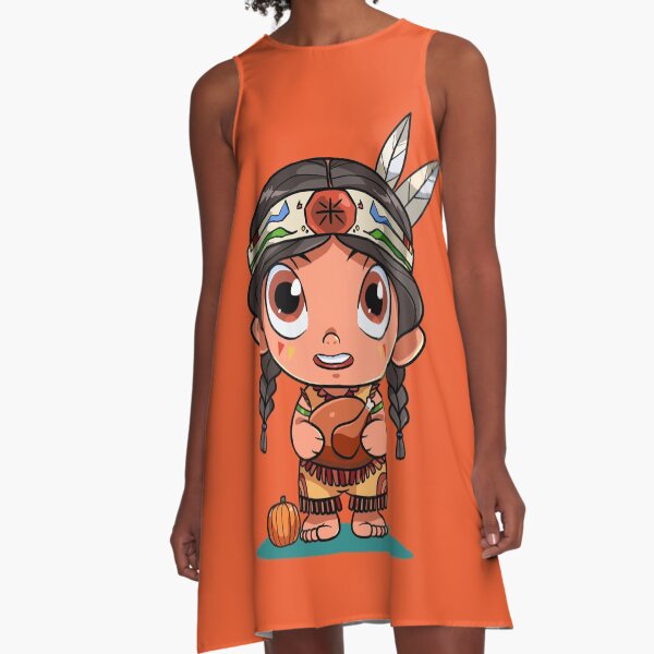 Item preview, Happy Thanksgiving Native American Girl Pumpkin Turkey  designed and sold by Nosek1ng.