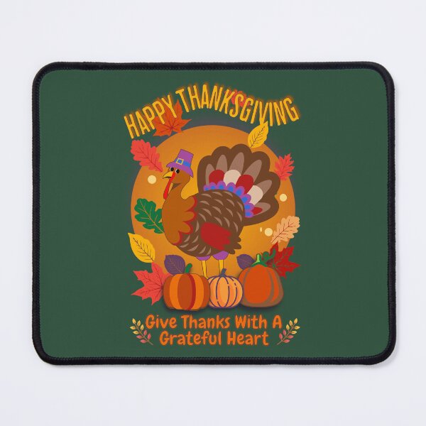 Item preview, Happy Thanksgiving Turkey & Pumpkins - Give Thanks With A Grateful Heart designed and sold by FCS Specialties LLC.