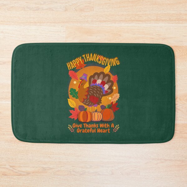 Item preview, Happy Thanksgiving Turkey & Pumpkins - Give Thanks With A Grateful Heart designed and sold by FCS Specialties LLC.