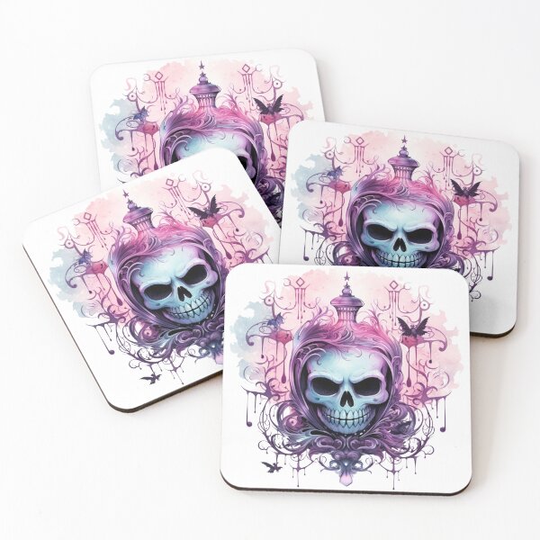 Item preview, Spooky Halloween Pink Flower Skull designed and sold by ArtFromBeyond.