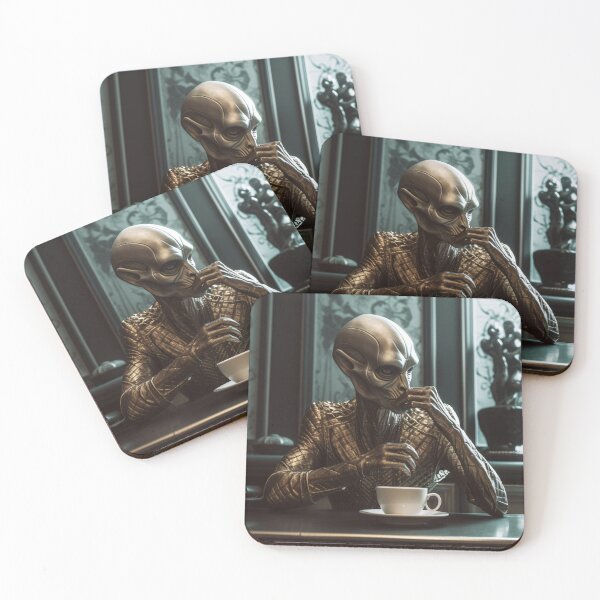 Item preview, Alien Sips Coffee: Contemplating Galactic Morning Mysteries designed and sold by midmonty.