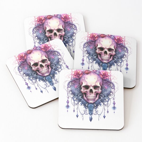 Item preview, Spooky Halloween Pink Flower Skull designed and sold by ArtFromBeyond.