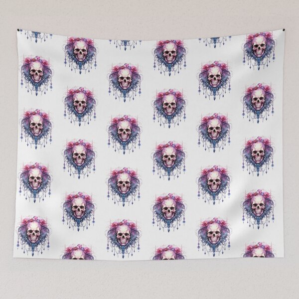 Item preview, Spooky Halloween Pink Flower Skull designed and sold by ArtFromBeyond.