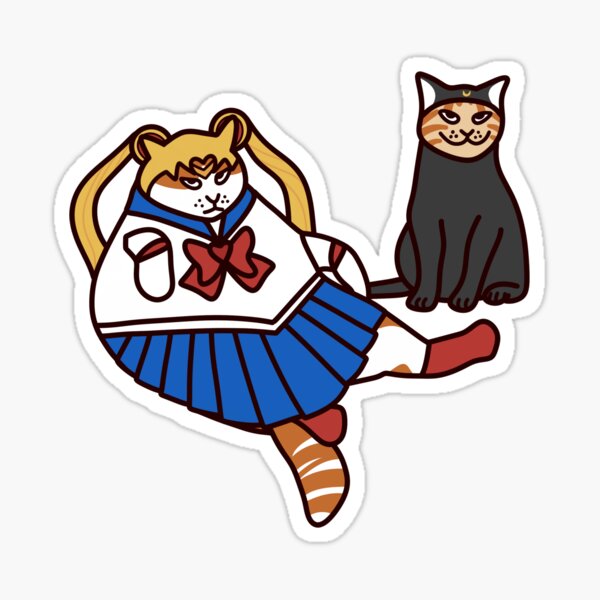 Moon Cat - Black Half Moon Sailor Mom Gift Perls' Sticker