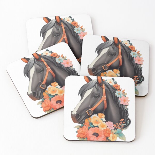 Item preview, Black Haflinger Horse Portrait on Colorful Flower Meadow designed and sold by YourNameMatters.