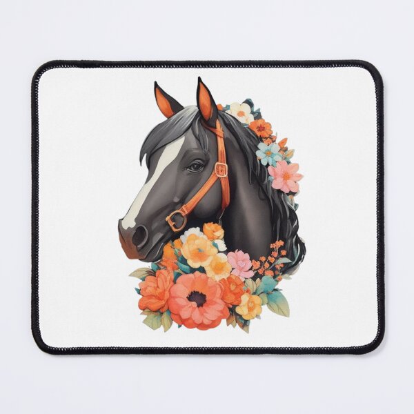 Item preview, Black Haflinger Horse Portrait on Colorful Flower Meadow designed and sold by YourNameMatters.