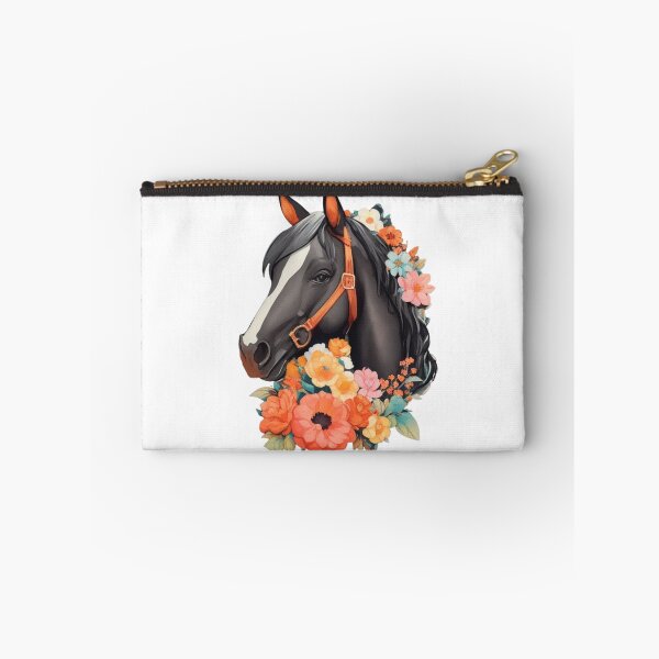 Item preview, Black Haflinger Horse Portrait on Colorful Flower Meadow designed and sold by YourNameMatters.