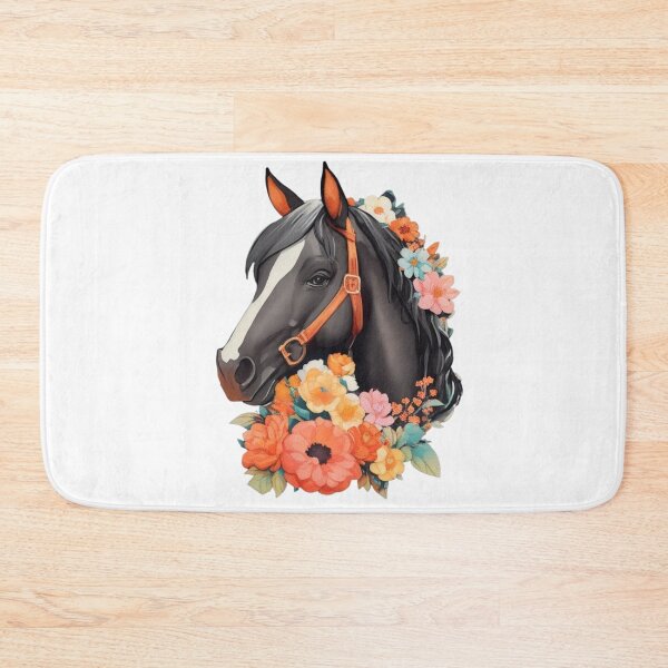 Item preview, Black Haflinger Horse Portrait on Colorful Flower Meadow designed and sold by YourNameMatters.