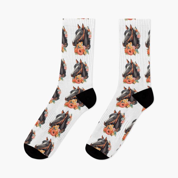 Item preview, Black Haflinger Horse Portrait on Colorful Flower Meadow designed and sold by YourNameMatters.