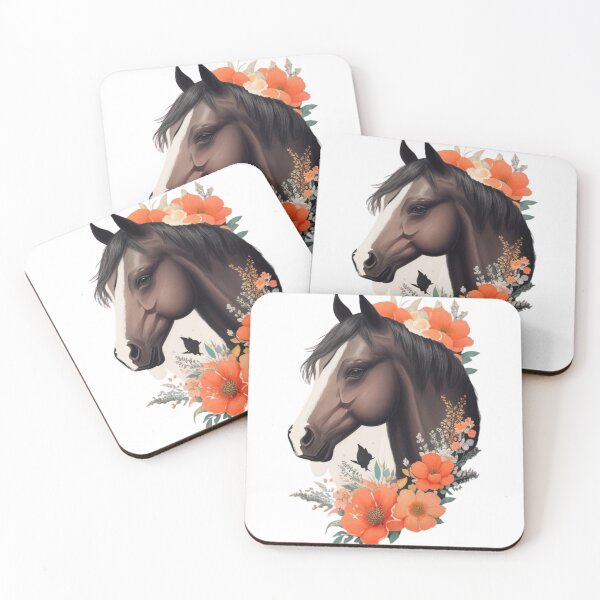Item preview, Black Horse Portrait on Colorful Flower Meadow designed and sold by YourNameMatters.